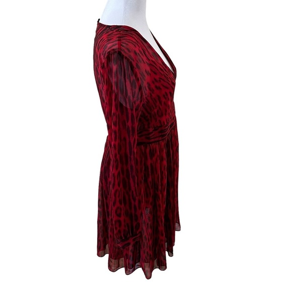 Michael Kors Women’s Long Sleeves V-Neck Dress Red/Black Size 6 - Picture 4 of 12